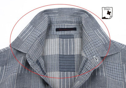 Papas Cotton Panel Check Long Sleeve Shirt Blue Size 46S