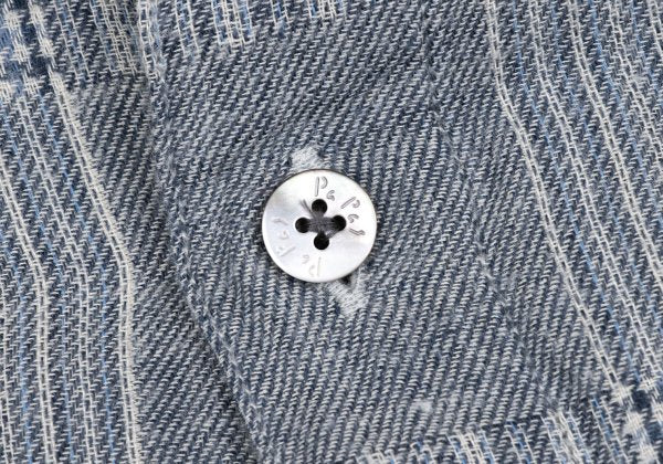 Papas Cotton Panel Check Long Sleeve Shirt Blue Size 46S