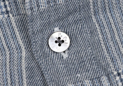 Papas Cotton Panel Check Long Sleeve Shirt Blue Size 46S