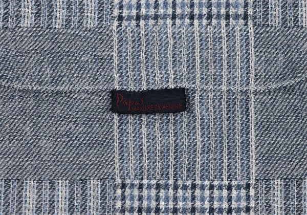Papas Cotton Panel Check Long Sleeve Shirt Blue Size 46S