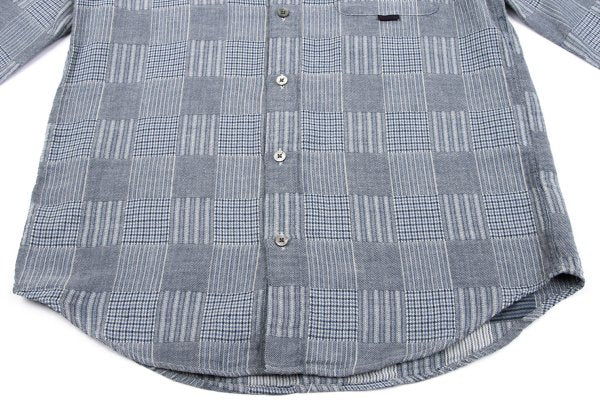 Papas Cotton Panel Check Long Sleeve Shirt Blue Size 46S