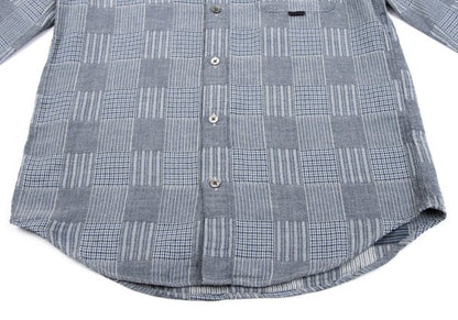 Papas Cotton Panel Check Long Sleeve Shirt Blue Size 46S
