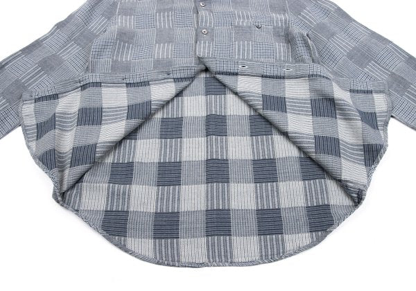 Papas Cotton Panel Check Long Sleeve Shirt Blue Size 46S