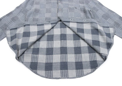 Papas Cotton Panel Check Long Sleeve Shirt Blue Size 46S