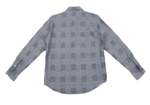 Papas Cotton Panel Check Long Sleeve Shirt Blue Size 46S