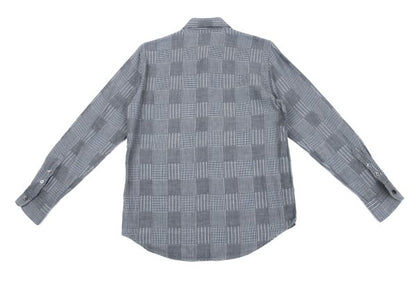 Papas Cotton Panel Check Long Sleeve Shirt Blue Size 46S