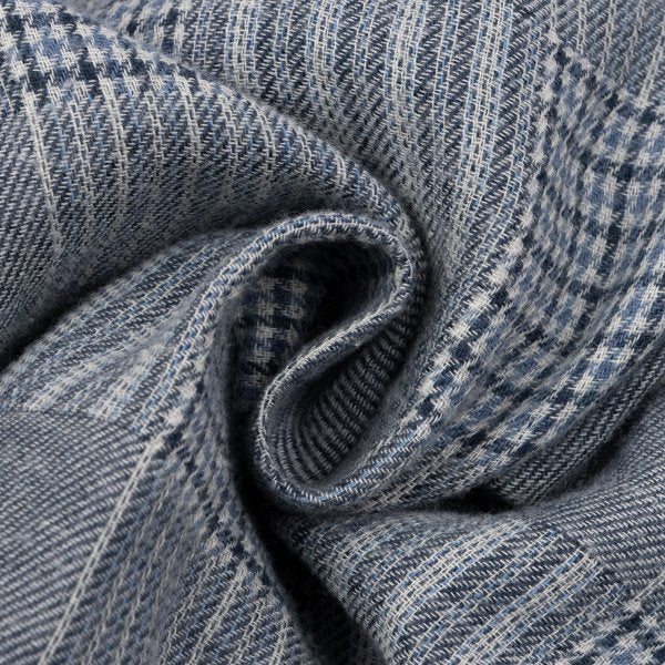 Papas Cotton Panel Check Long Sleeve Shirt Blue Size 46S