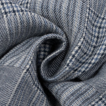 Papas Cotton Panel Check Long Sleeve Shirt Blue Size 46S