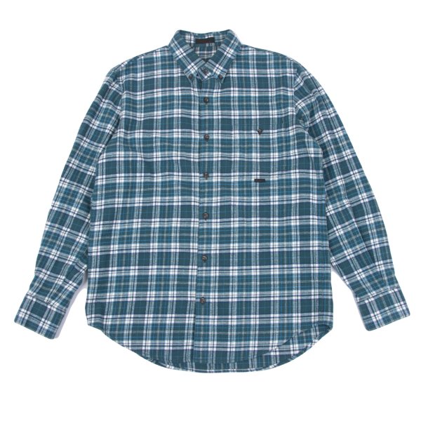 Papas Cotton Flannel Check Button-Down Shirt Green Size 46S
