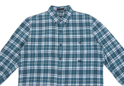 Papas Cotton Flannel Check Button-Down Shirt Green Size 46S