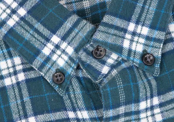 Papas Cotton Flannel Check Button-Down Shirt Green Size 46S