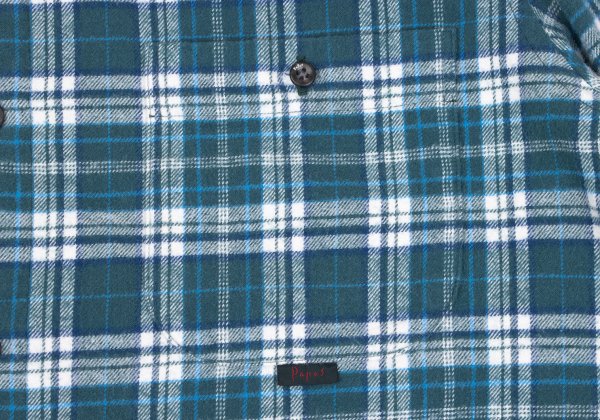 Papas Cotton Flannel Check Button-Down Shirt Green Size 46S