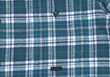 Papas Cotton Flannel Check Button-Down Shirt Green Size 46S