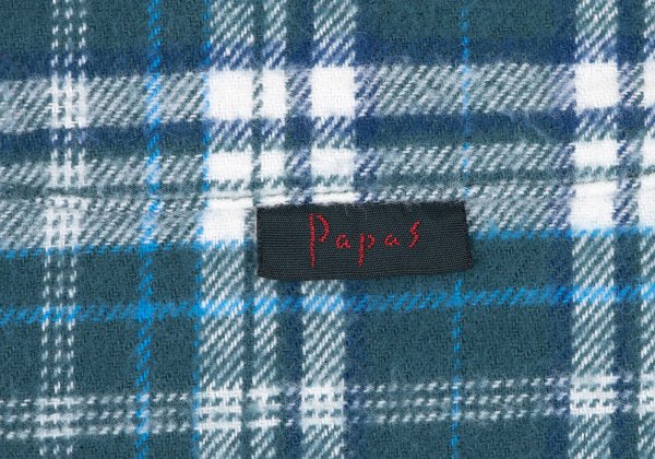 Papas Cotton Flannel Check Button-Down Shirt Green Size 46S