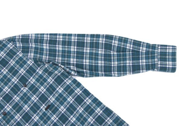 Papas Cotton Flannel Check Button-Down Shirt Green Size 46S