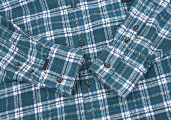 Papas Cotton Flannel Check Button-Down Shirt Green Size 46S