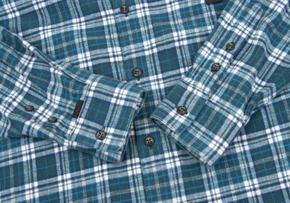 Papas Cotton Flannel Check Button-Down Shirt Green Size 46S
