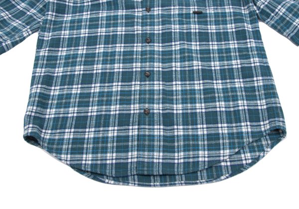 Papas Cotton Flannel Check Button-Down Shirt Green Size 46S
