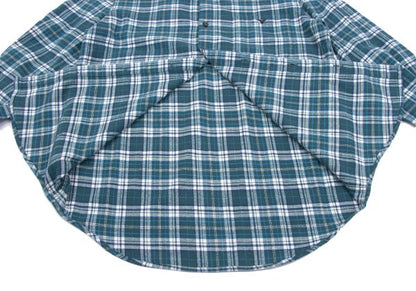 Papas Cotton Flannel Check Button-Down Shirt Green Size 46S