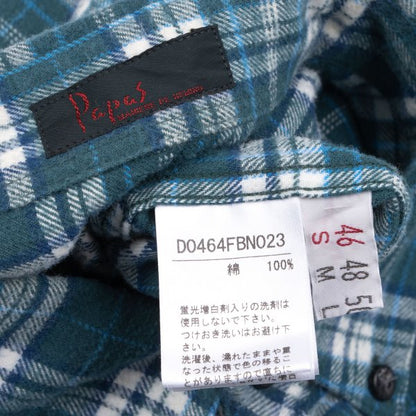 Papas Cotton Flannel Check Button-Down Shirt Green Size 46S