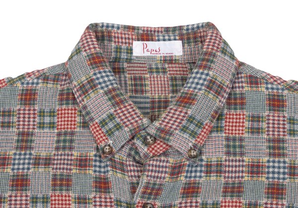 Papas Cotton Multi-Panel Check Flannel Shirt Multi Size 46S