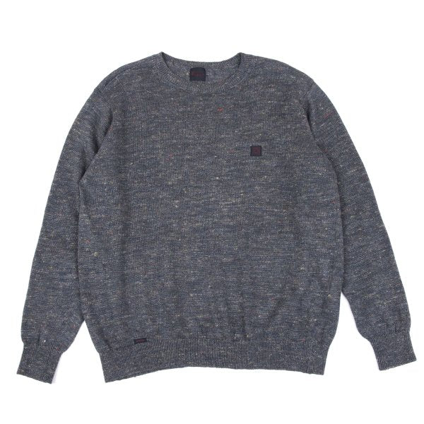 Papas Linen Logo Patch Mix Knit Sweater Gray Size 48M
