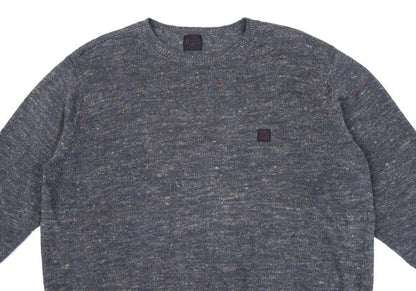 Papas Linen Logo Patch Mix Knit Sweater Gray Size 48M