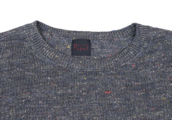 Papas Linen Logo Patch Mix Knit Sweater Gray Size 48M