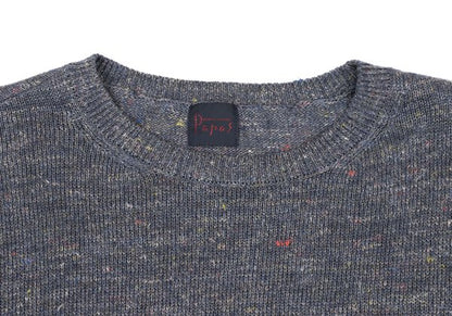 Papas Linen Logo Patch Mix Knit Sweater Gray Size 48M