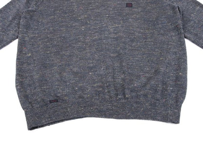 Papas Linen Logo Patch Mix Knit Sweater Gray Size 48M