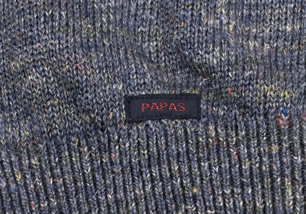 Papas Linen Logo Patch Mix Knit Sweater Gray Size 48M