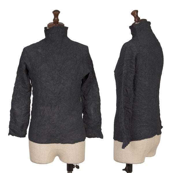 ISSEY MIYAKE Wrinkle Pleats High Neck Top Gray Size M