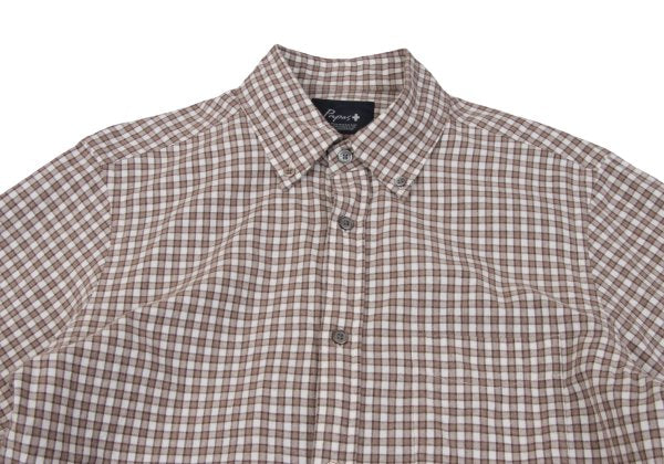 Papas Cotton Check Button-Down Flannel Shirt Brown Size M