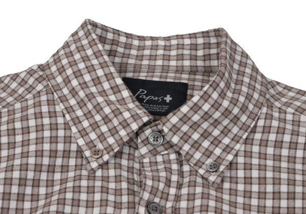 Papas Cotton Check Button-Down Flannel Shirt Brown Size M