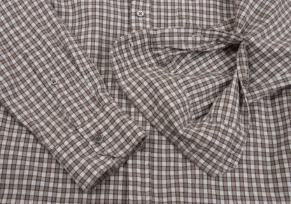 Papas Cotton Check Button-Down Flannel Shirt Brown Size M