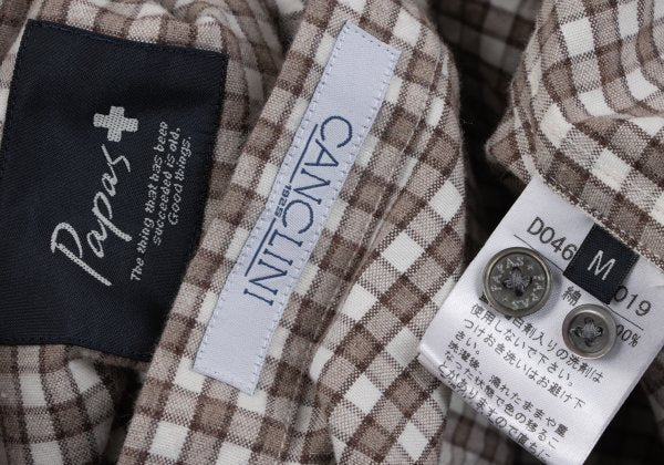 Papas Cotton Check Button-Down Flannel Shirt Brown Size M