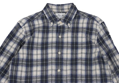 Papas+ Cotton Flannel Check Button-Down Shirt Navy Size M