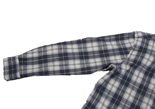 Papas+ Cotton Flannel Check Button-Down Shirt Navy Size M