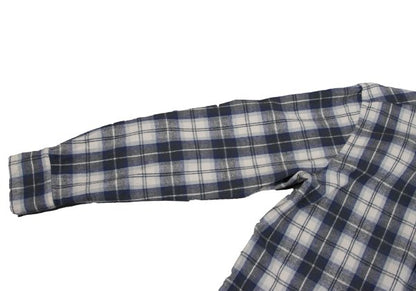 Papas+ Cotton Flannel Check Button-Down Shirt Navy Size M