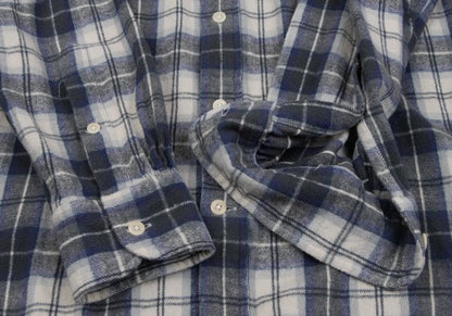 Papas+ Cotton Flannel Check Button-Down Shirt Navy Size M