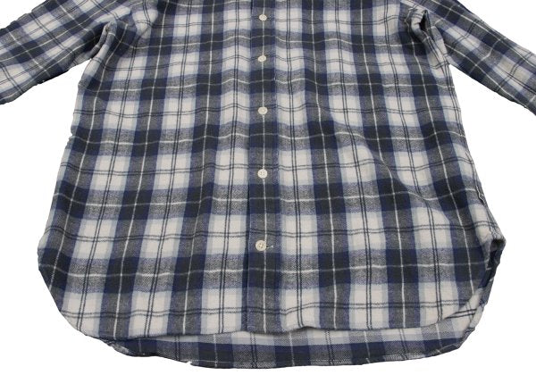 Papas+ Cotton Flannel Check Button-Down Shirt Navy Size M