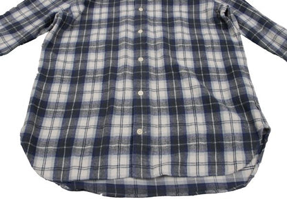 Papas+ Cotton Flannel Check Button-Down Shirt Navy Size M