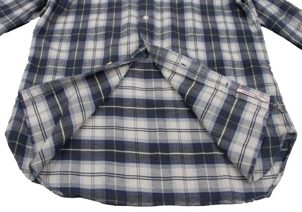 Papas+ Cotton Flannel Check Button-Down Shirt Navy Size M