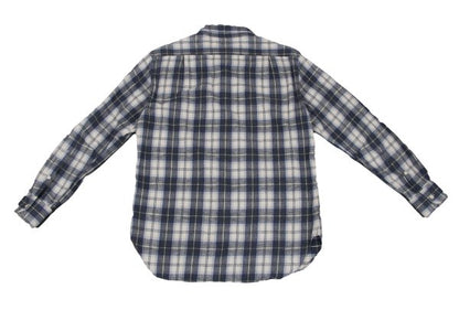 Papas+ Cotton Flannel Check Button-Down Shirt Navy Size M
