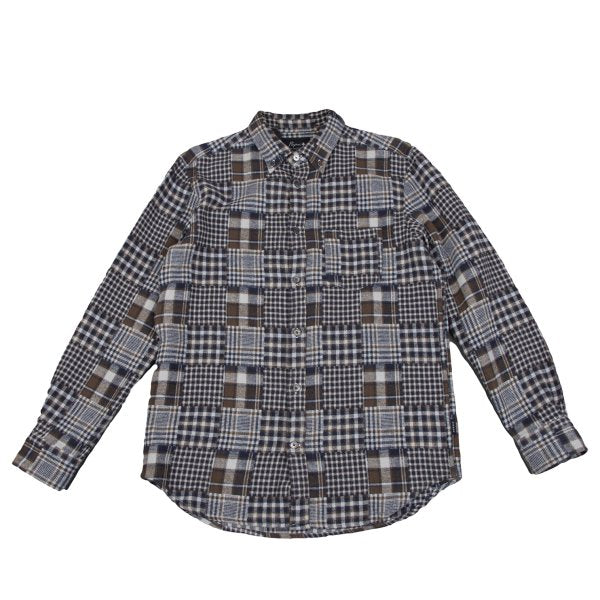 Papas Cotton Crazy Pattern BD Flannel Blue Brown Shirt Size M