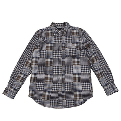Papas Cotton Crazy Pattern BD Flannel Blue Brown Shirt Size M