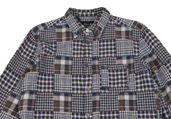 Papas Cotton Crazy Pattern BD Flannel Blue Brown Shirt Size M