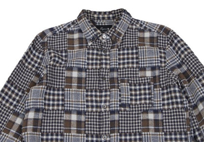 Papas Cotton Crazy Pattern BD Flannel Blue Brown Shirt Size M