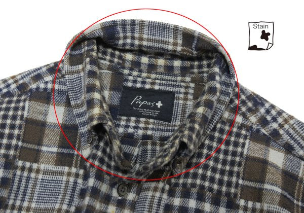 Papas Cotton Crazy Pattern BD Flannel Blue Brown Shirt Size M
