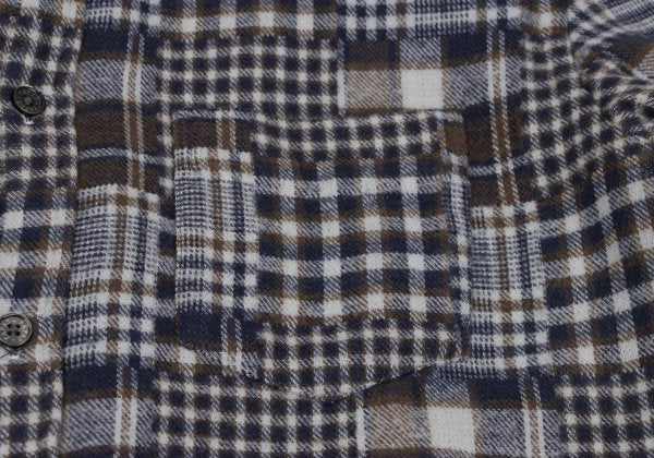 Papas Cotton Crazy Pattern BD Flannel Blue Brown Shirt Size M